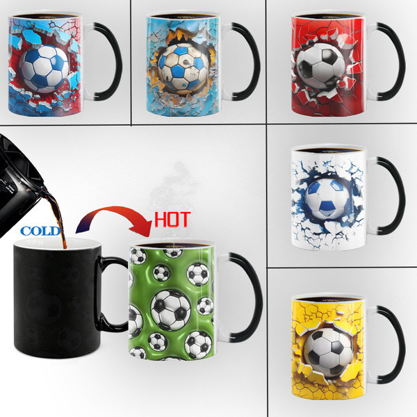 gift ceramic cups cute ceramic cups Ngoại Thương Bán Bóng Đá Bóng Đá 3D Rỗng Tường Đổi Màu Cốc Gốm C
