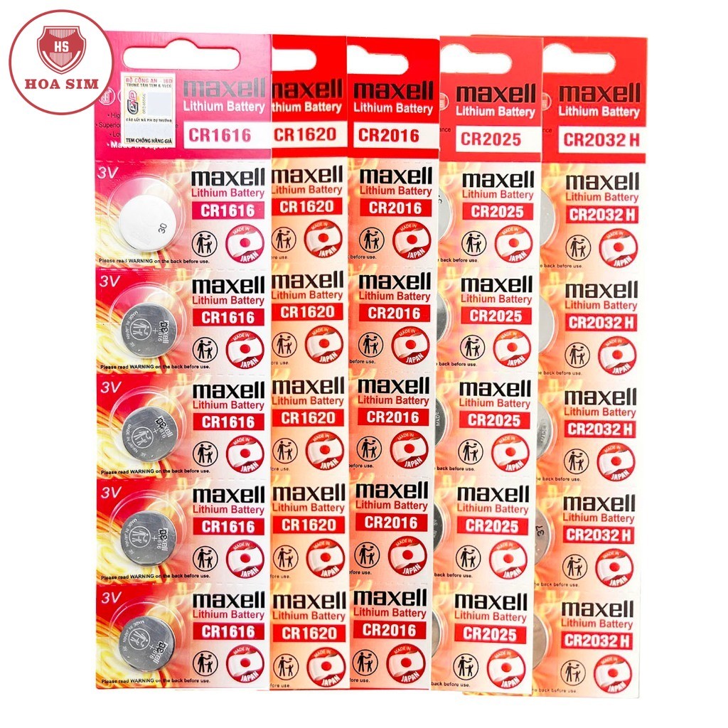 Pin Maxell CR2032 / CR2025 / CR2016 / CR1632 / CR1620 / CR1616 / CR1220 Maxell 3V- Made In Japan (Giá 1 viên)