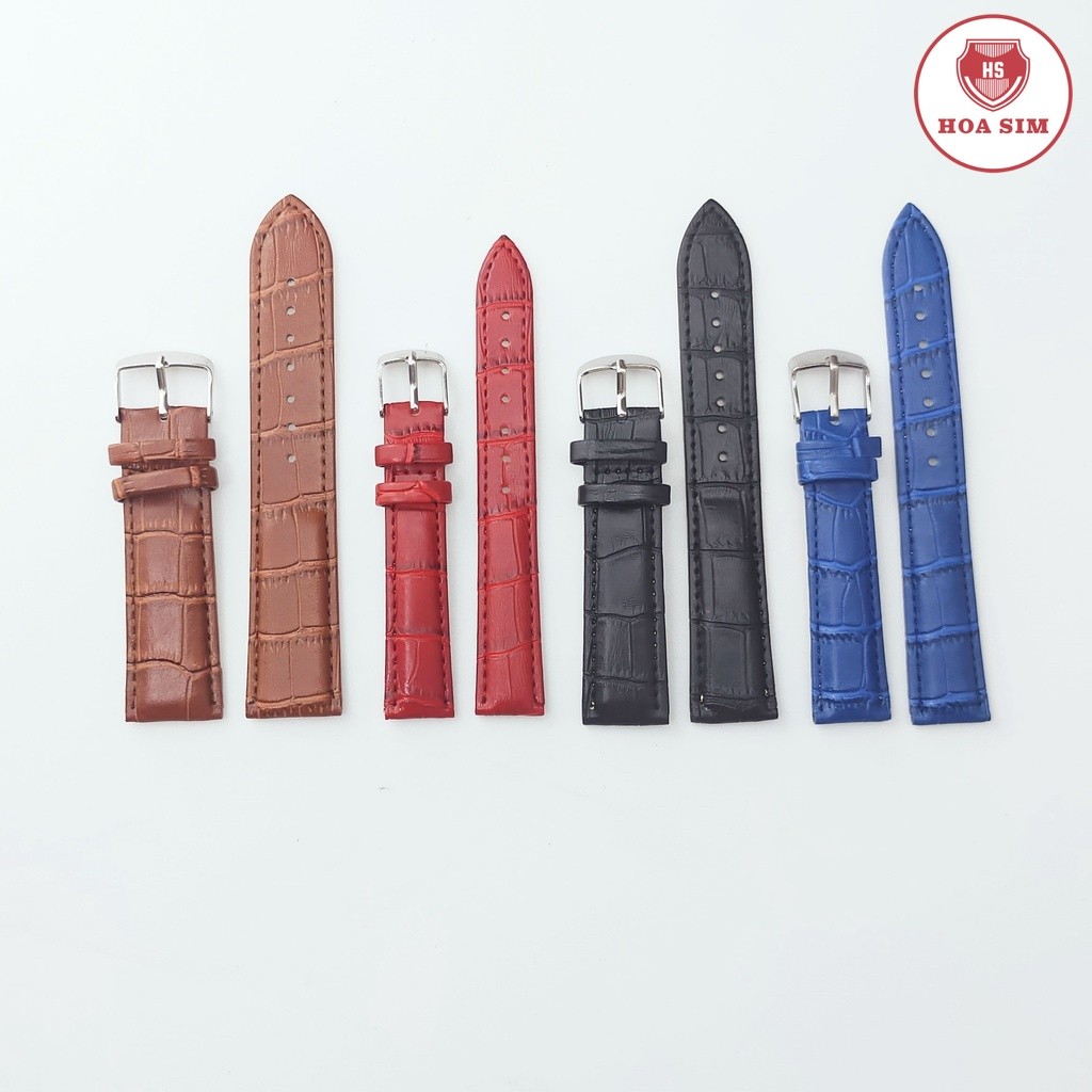 Dây da đồng hồ P27 dập vân cá sấu không thấm nước (Nhiều màu) size 12 14 16 18 20 22mm Phụ kiện đồng hồ