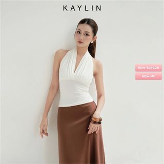  Áo kiểu KAYLIN cổ yếm chất vải thun lụa co giãn phong cách cá tính BST Thu Đông 2025 - A50T9 