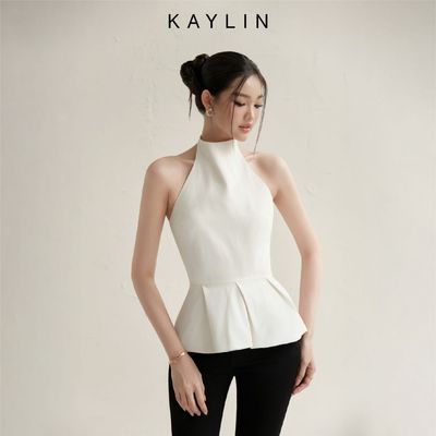 Áo kiểu KAYLIN Peplum cổ yếm chất vải Kate lụa mềm phong cách thanh lịch BST Tháng 10.2025 - A64T10