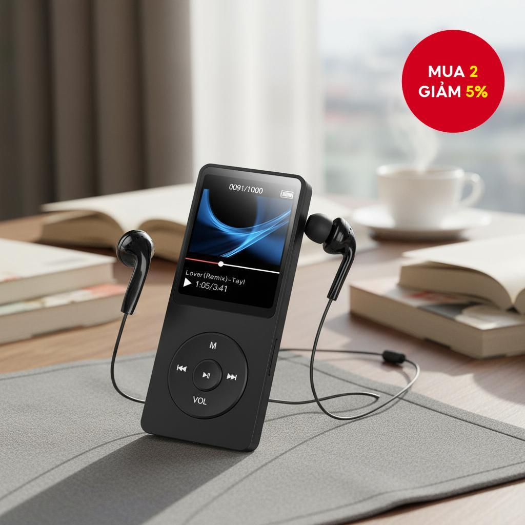 Máy nghe nhạc MP3 Bluetooth, Walkman cầm tay 128GB, màn hình kỹ thuật số, radio FM, MP4/MP3 lossless