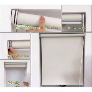 Rèm cửa sổ không khoan, Rèm Cuốn không khoan - Màu Ghi Hottrend KTK 200cm