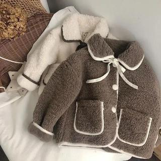1-10Y Bé Gái Áo Khoác Mùa Đông Thời Trang Lông Cừu Dày Trẻ Sơ Sinh Tập Đi Trẻ Em Ấm Áo Tập Đi Ngoài Cổ Áo Buộc Quần Áo Bé Gái