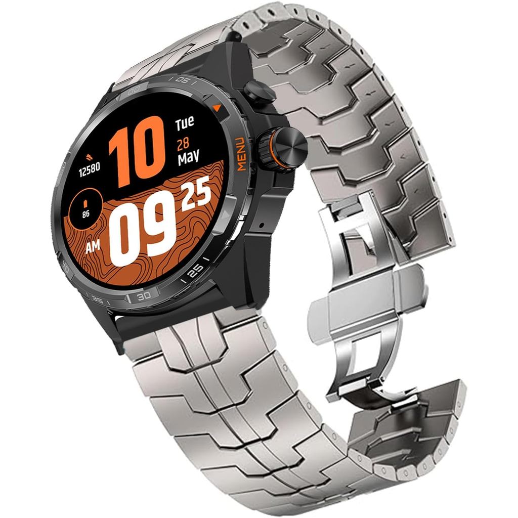 Tương thích với dây đeo TicWatch Atlas, Dây đeo kim loại bằng thép không gỉ 20mm, 22mm, 24mm có dây 