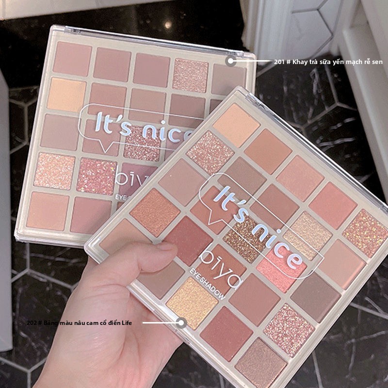 Biya Biya Biya Macaron 25 Màu Phấn Mắt Bảng Ngọc Trai Lấp Lánh Kim Sa Lấp Lánh Tinh Khiết Desire Cam