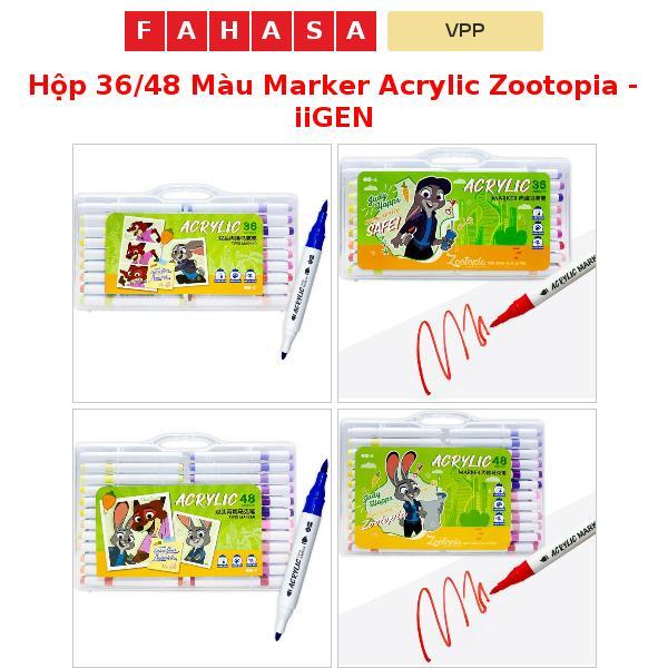 Hộp 36/48 Màu Marker Acrylic Zootopia - iiGEN