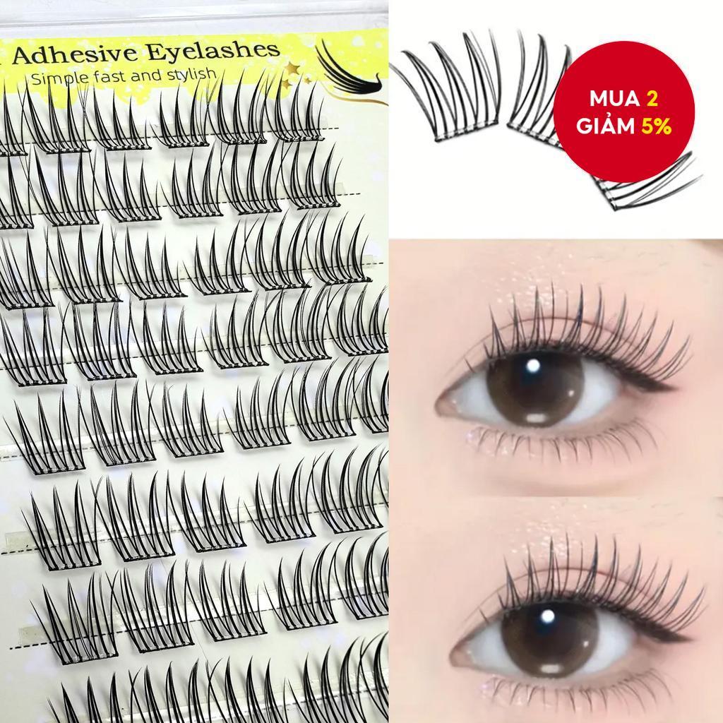 60 cụm mi giả phong cách Hàn Quốc, không cần keo, tự nhiên & anime, độ cong C/D, dày & bông 10-15mm,