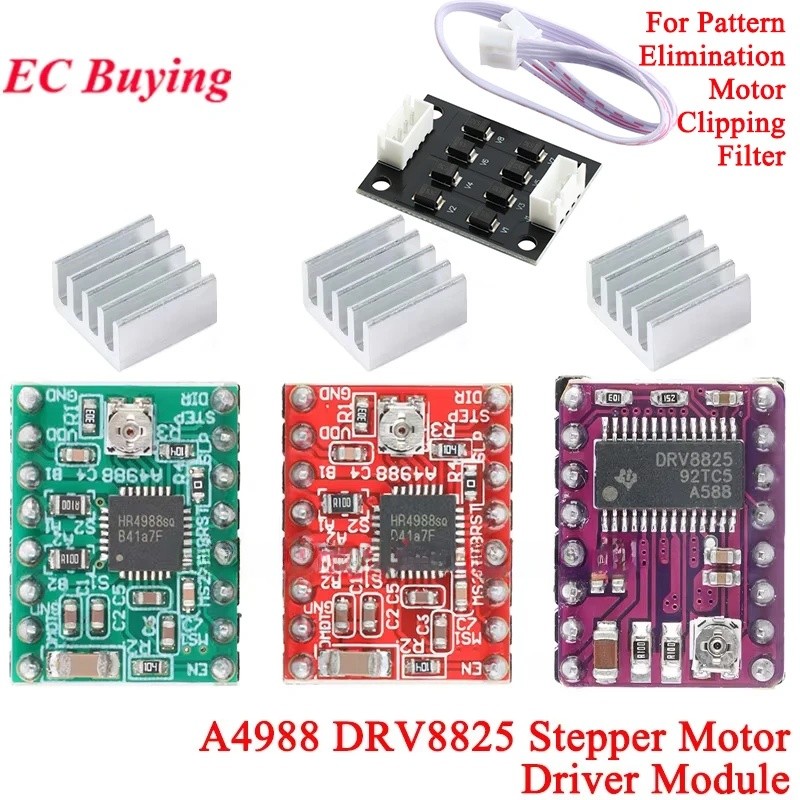 10 Cái / 1 Cái Reprap Stepper Motor Driver Module Board A4988 DRV8825 Bộ Lọc Cắt Động Cơ Tản Nhiệt C