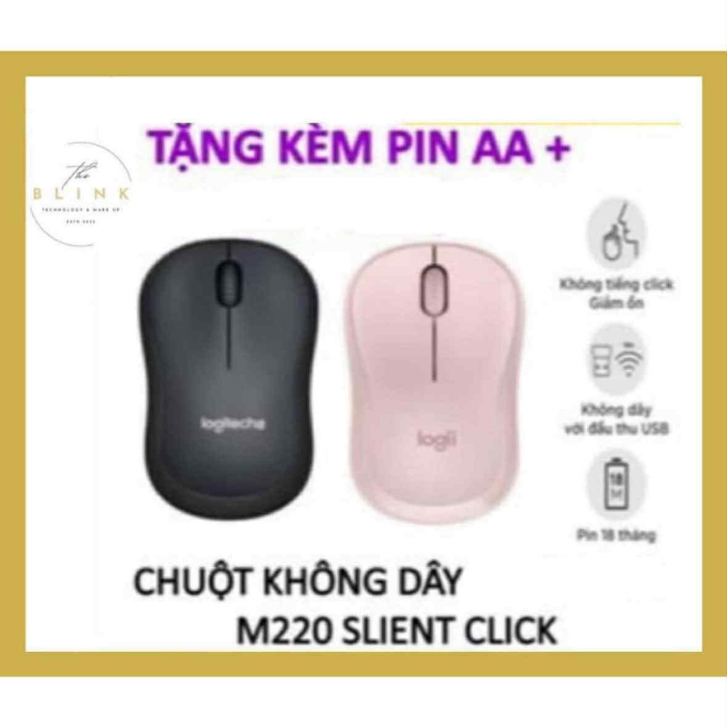 Chuột không dây M220 giảm ồn, USB, phù hợp cho PC/ Laptop Full Box - Blink Store | M220 - Độ Nhạy Ca