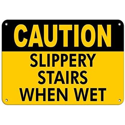 HCHANA Nhôm Kim Loại Tín Hiệu 6x8 Inch Cảnh Báo Cầu Thang Dép Khi Biển Báo Công Nghiệp Màu Vàng Ướt