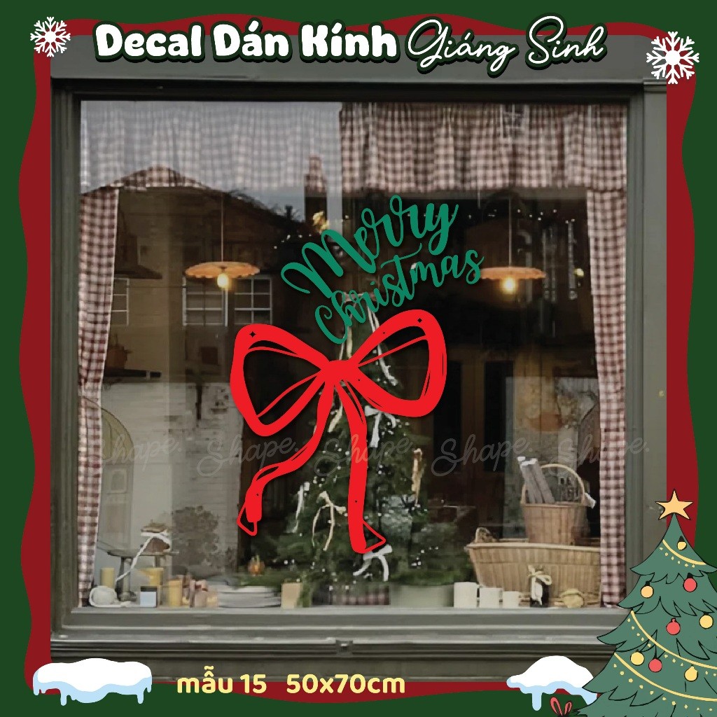 Decal dán kính Noel Christmas Dán Kính Sẵn