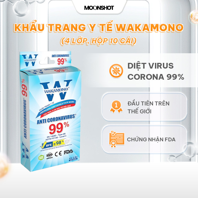 Khẩu trang y tế WAKAMONO – (4 lớp, hộp 10 cái)