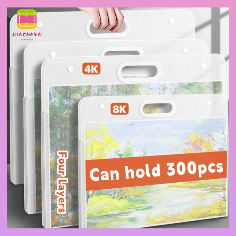 DIACHAVN Túi Lưu Trữ Giấy Vẽ Tranh Chống Nước A2 A3 A4 Album Ảnh Di Động 4K 8K 16K Văn Phòng Trường 