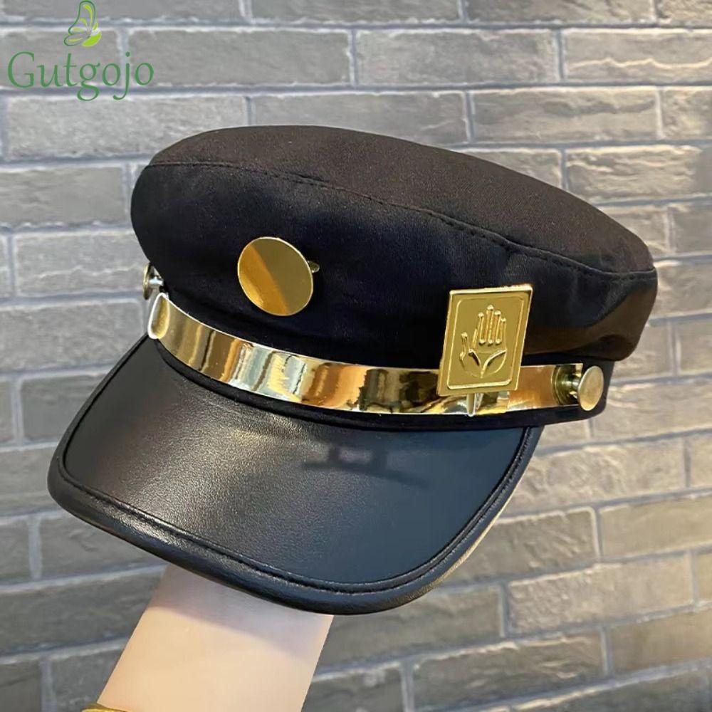 GUTGOJO Kujo Jotaro Cosplay Cap - Style Hip-Hop Punk và Gothic Pu Dây Da, Phù hợp cho Nữ