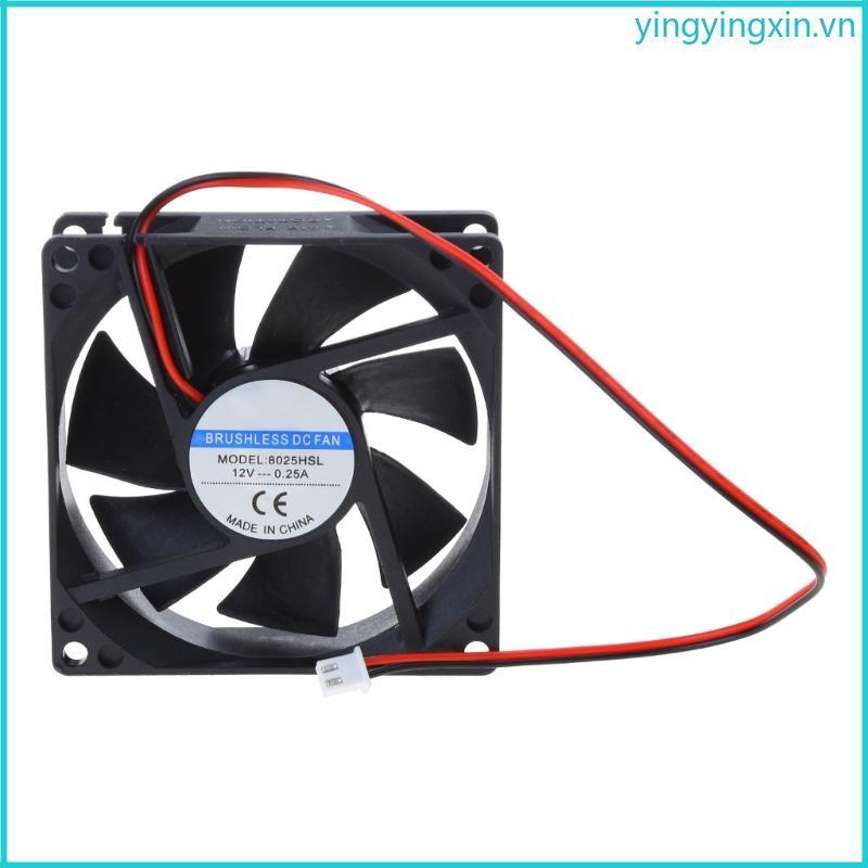 12V 2-Pin 80x80x25mm PC Computer CPU System Heatsink Brushless Cooling Fan 8025