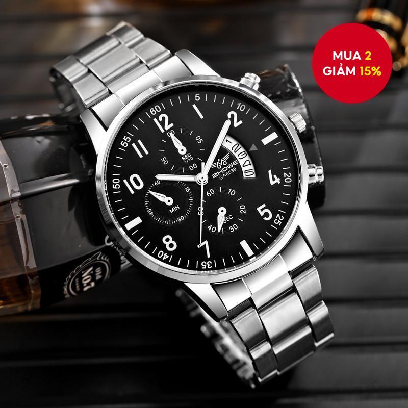 Đồng hồ nam thời trang dây thép Quartz có lịch.