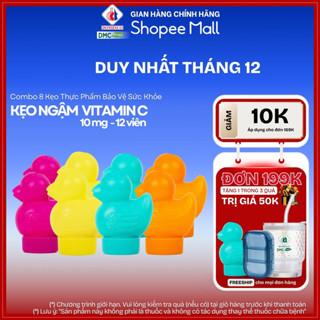  Combo 8 Kẹo Ngậm Bổ Sung Vitamin C 10mg Domesco Kẹo Con Vịt 12 Viên Chai 
