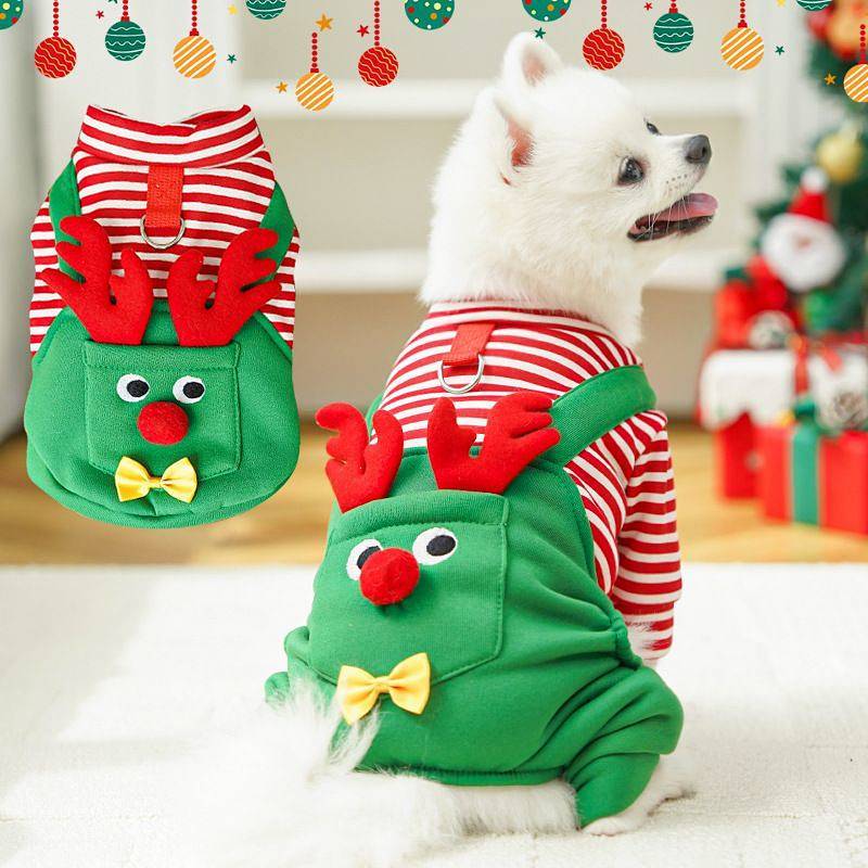 【Ready Stock】 Unique Christmas Selection Handsome Pet Cat Dog Clothes Autumn and Winter Clothing Elk