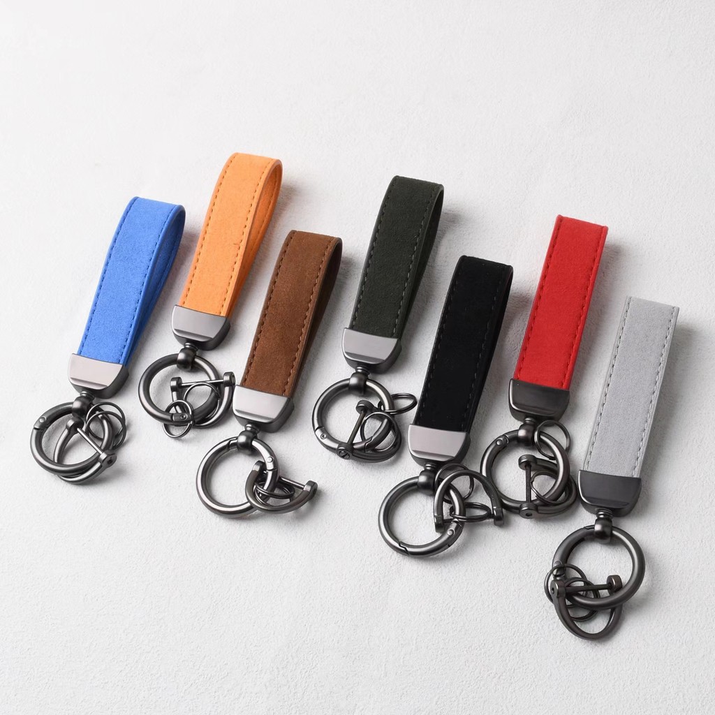Creative Suede Car Key Ring Pendant Simple Fashion Key Ring Printed Logo Car Key Lanyard Waist Hangi