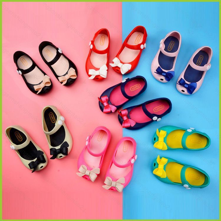 PS2 Melissa girl Kids bow Jelly Shoes Giày công chúa trẻ em Dép đi biển SP2