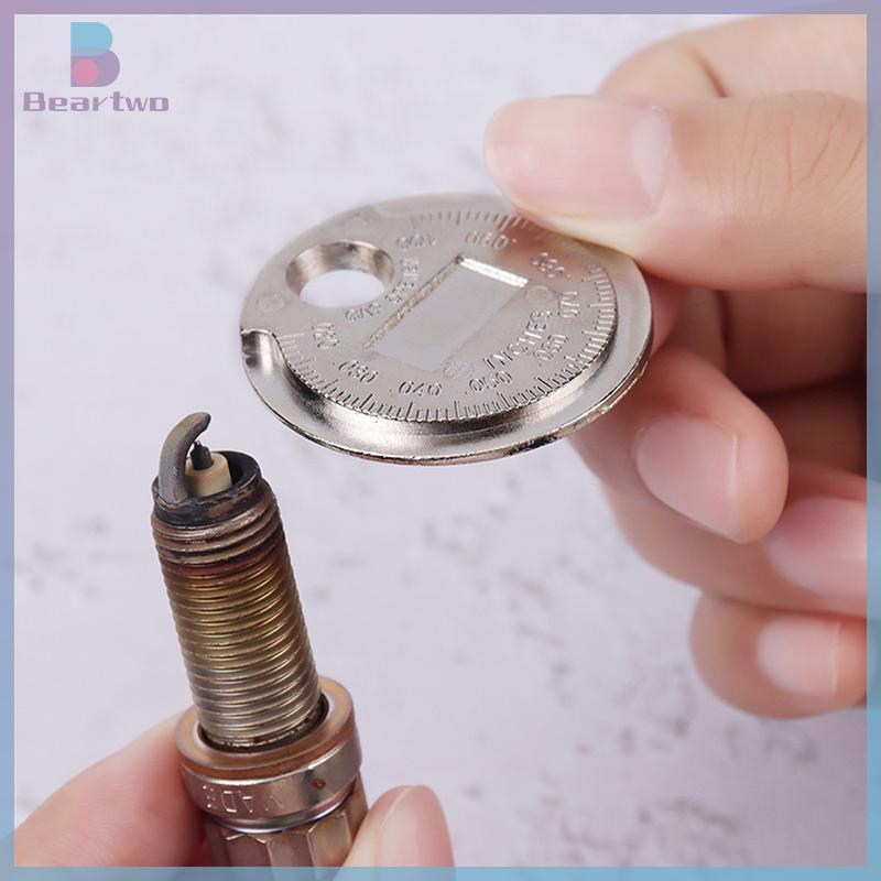 < beartwo > 1PC Phạm vi 0,6-2,4mm Bugi loại đồng xu Gage Gap Tool Feeler Spark Plug Gap Tool Mới