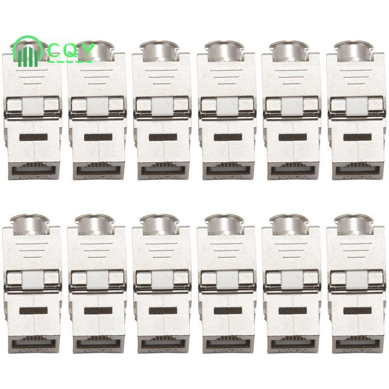 12 Chiếc RJ45 Cat7 Cat6A Được Bảo Vệ Hợp Kim Kẽm Mô Đun Jack Mạng Kết Nối Adapter 10GB Mạng