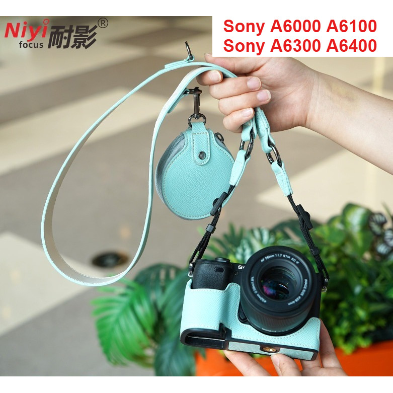 A6000 Da PU Đế Protrector Dành Cho Sony A6000 A6100 A6300 A6400 Camera Nửa Bao A6400 1 / 4 Scew Đáy 