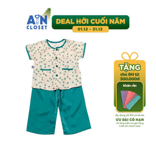  Bộ quần áo bà ba dài tay ngắn bé gái họa tiết Hoa xanh lụa - AICDBGN6FYH3 - AIN Closet 