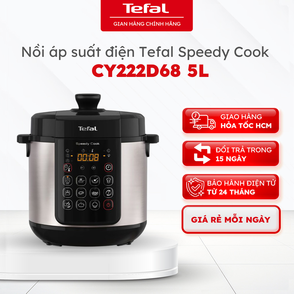 Nồi áp suất điện đa năng Tefal Speedy Cook 5L CY222D68 - 900W - Bảo hành 24 tháng [HOẢ TỐC]