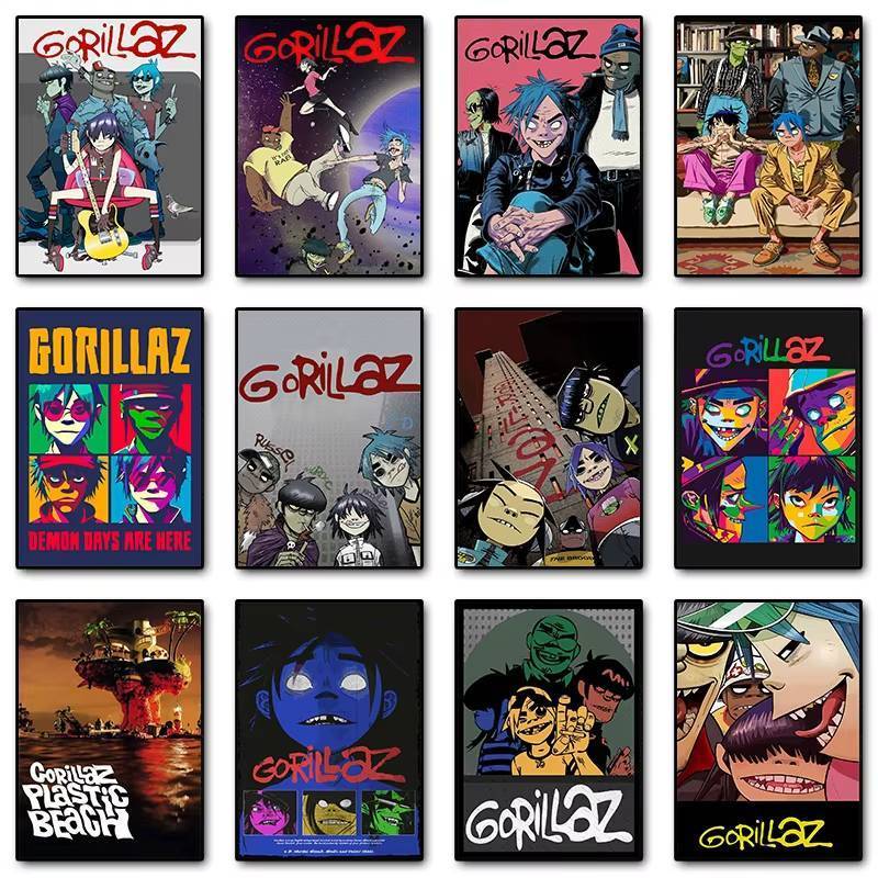 Gorillaz Ban Nhạc Rock Ảo Áp Phích Âm Nhạc Và In Hình Tranh Canvas Hip-Hop Treo Tường Nghệ Thuật Cho