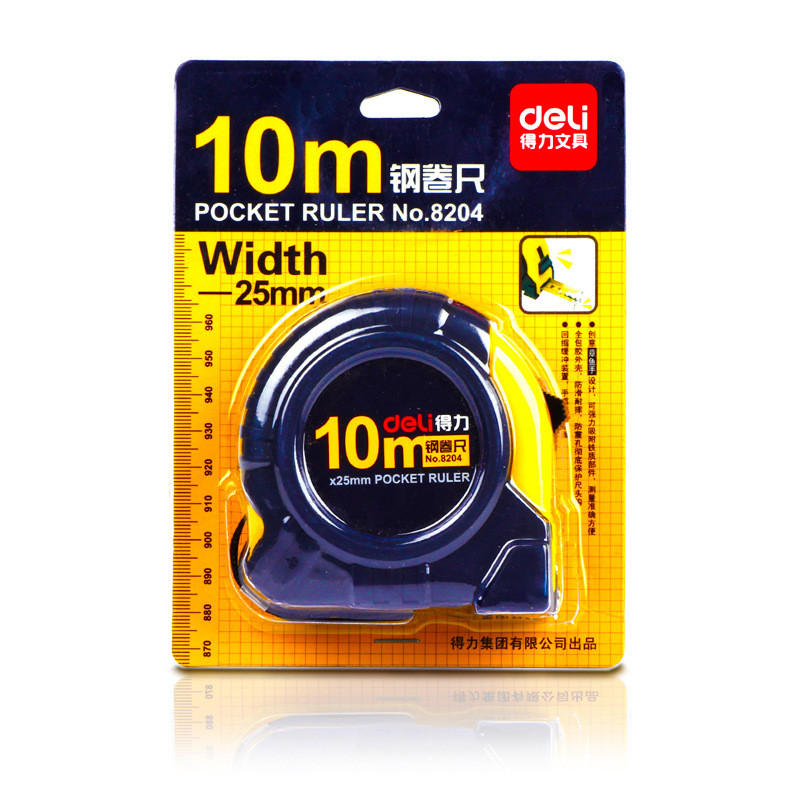 Deli Steel Tape Đo Chế Biến Gỗ Plumber Tự Động Thu Băng Đo 10m 5m 3m 2m ADFN