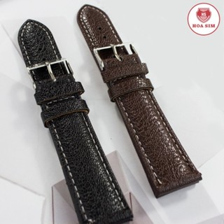 Dây da đồng hồ nam nữ da mềm hoa văn da trâu P12 không thấm nước (Đen - Nâu)