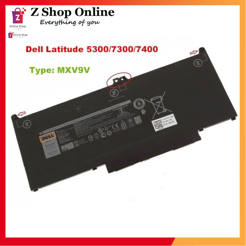 Pin Laptop Dell Latitude 5300 7300 7400 (MXV9V,5VC2M) 60WH