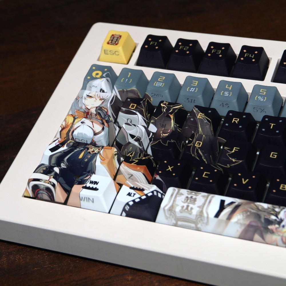 Yixuan Keycaps Cherry Profile 120 Phím PBT Nhuộm Thăng Hoa Wooting Aula F75 Cơ Keycap Anime Đen Keyc