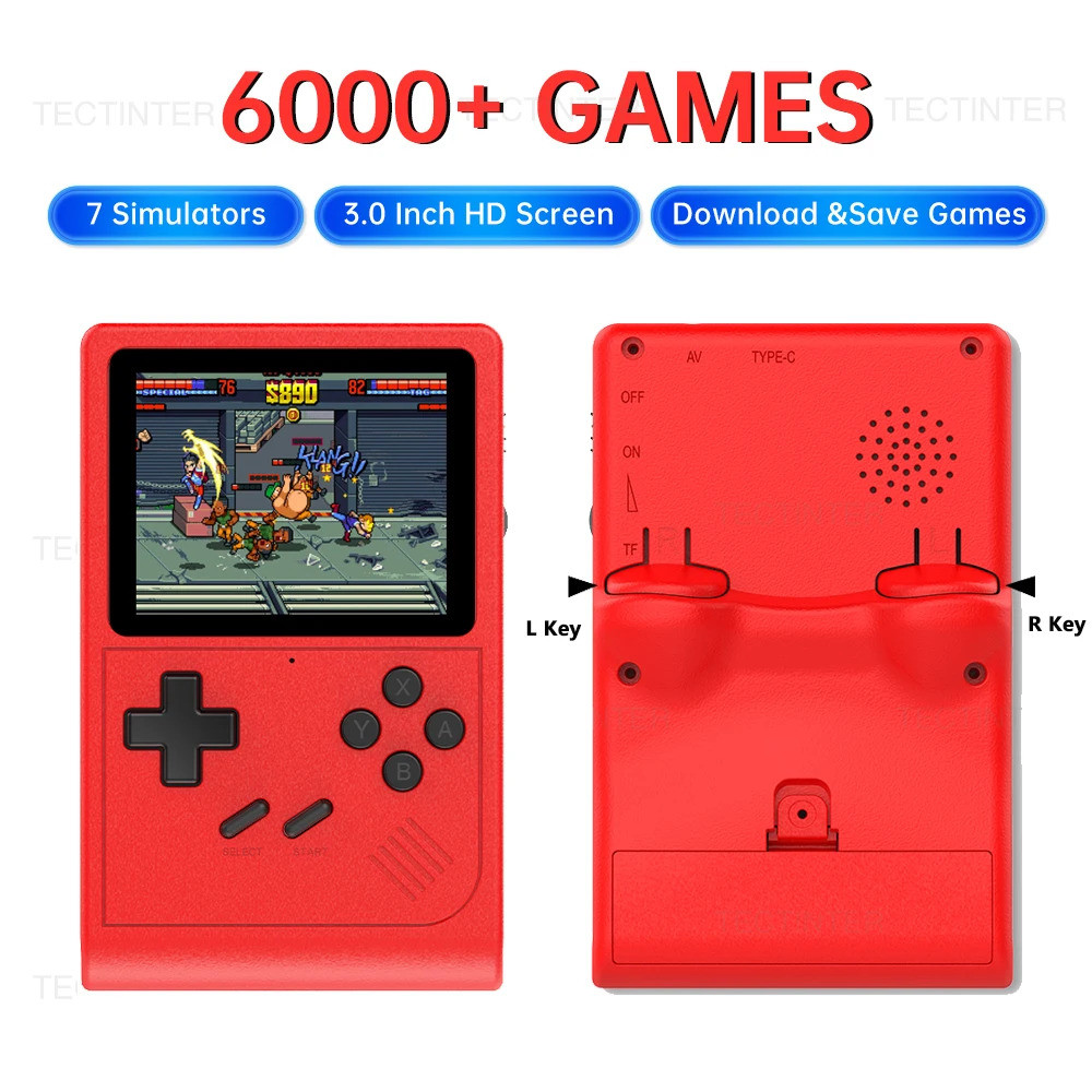 GB300 Di Động 3.0 inch Retro Cầm Tay Chơi Game TV Video Game Console AV Đầu Ra Tích Hợp 8G 6000 + Tr