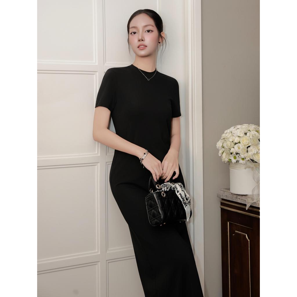 [MOLYN] Lacey Dress Đầm đen tối giản , tay ngắn, vibe sang