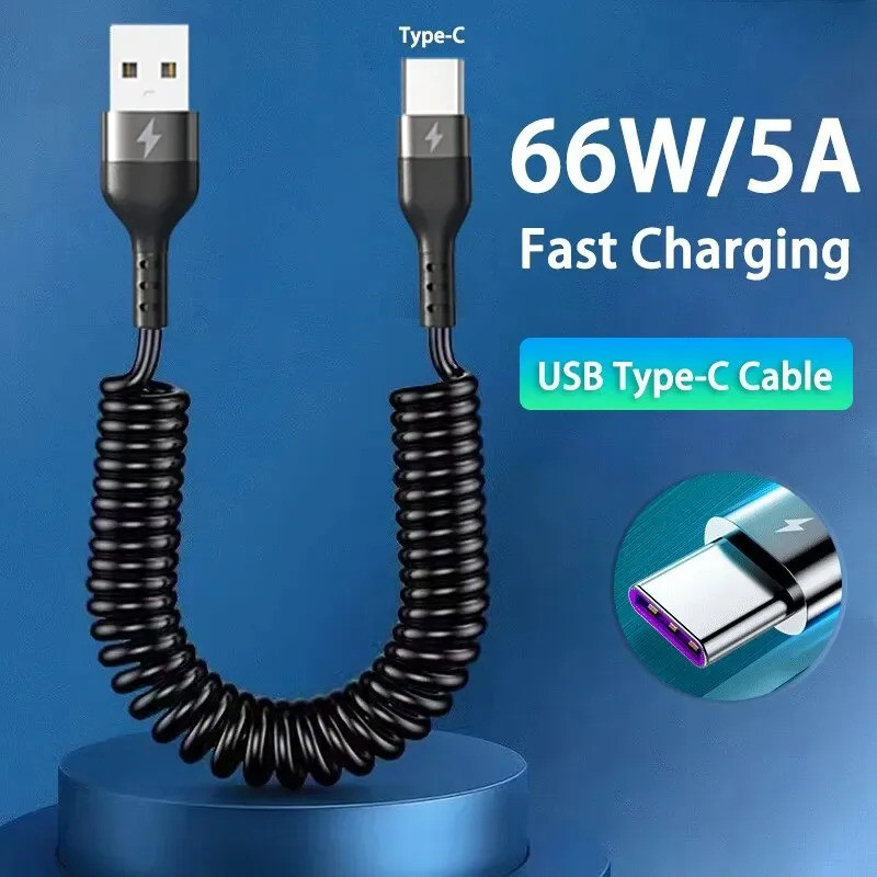 Cáp kính thiên văn lò xo USB Type C 66W Car 5A Type C sang Type C