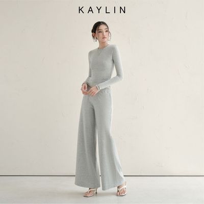 Set KAYLIN đồ thun tay dài phối quần suông rộng chất vải cotton co giãn phong cách tối giãn BST Tháng 10.2025 - SET73T10