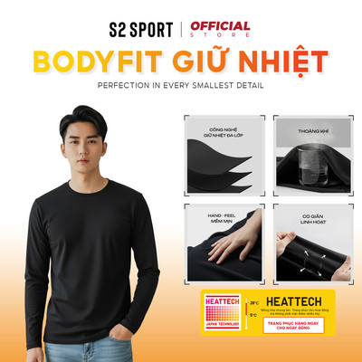 Áo thun nam dài tay S2 SPORT giữ nhiệt cao cấp HEAT-TECH Winter-warm cổ tròn cổ 3cm giữ ấm - AGN04