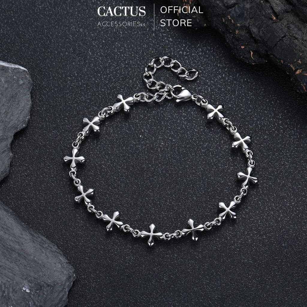 Dây chuyền, vòng tay họa tiết cỏ bốn lá bằng thép Titan không gỉ, phụ kiện Cactus Accessories unisex
