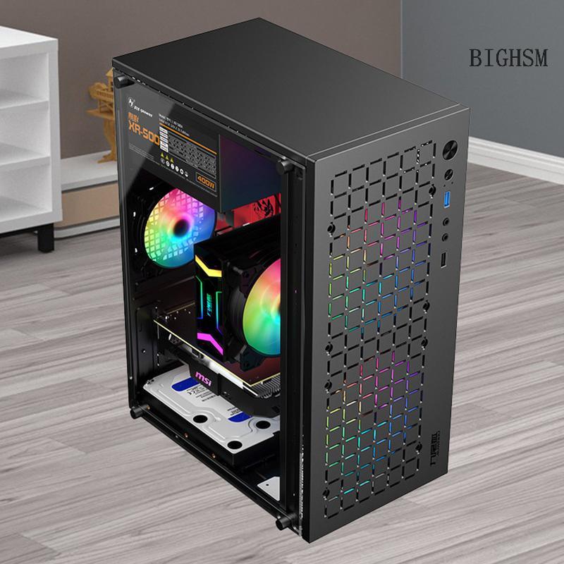 BIGHSM Micro ATX / ITX Trong Suốt DIY PC Case Kính Desktopputer Case HDD + SSD ATX Power Supply 250m