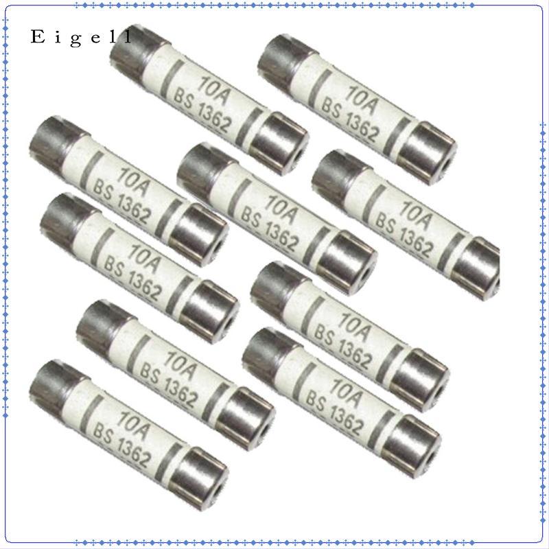 10x Cầu Chì Gốm Cầu Chì Ống BS1362 10A Điện Gia Đình Văn Phòng Chính Cắm