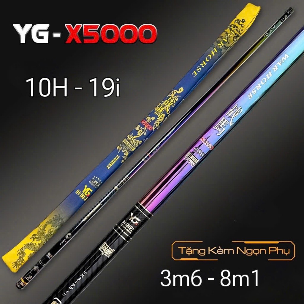 Cần Câu Tay YG X5000 10H - 19i Cần Câu Săn hàng , Tải cá cao Kèm ngọn phụ