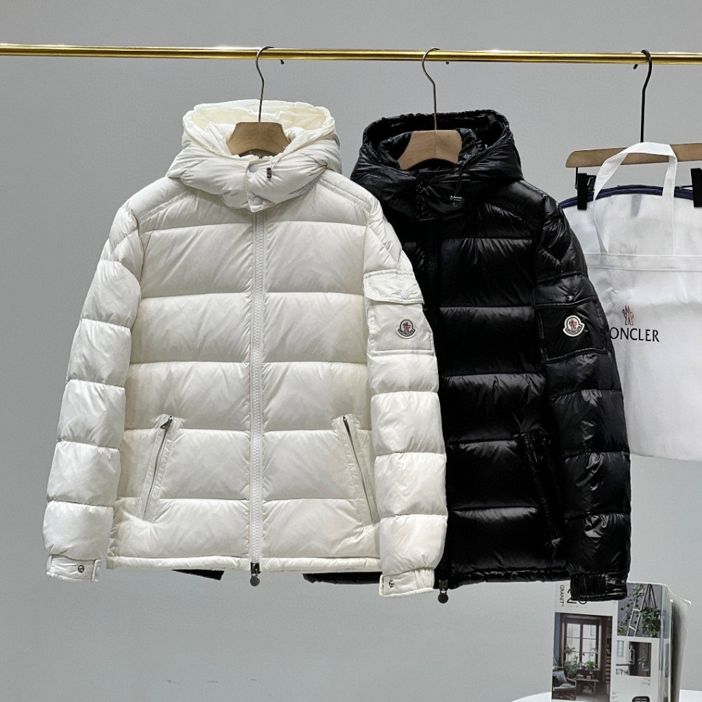 MON * CL Đen Trắng Nam Nữ Áo Khoác Xuống Áo Khoác Ấm Áp