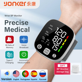 Máy đo huyết áp LED sạc Type-C mới qua biên giới, màn hình lớn kiểu cổ tay, đo huyết áp bằng giọng nói đa ngôn ngữ