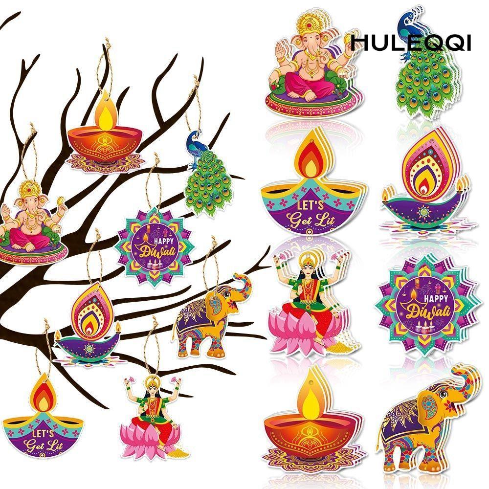 HULEQI Diwali Cửa Treo Mặt Dây, Giấy DIY Diwali Treo Trang Trí, Happy Diwali Deepavali Trang Trí Tra