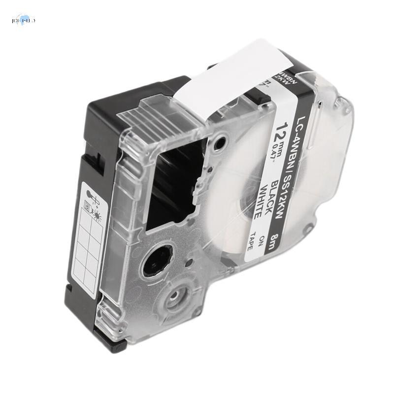 5 Gói Thay Thế -4WBN LC-4WBN9 (SS12KW) Băng Nhãn Cho LabelWorks LW300 LW400 LW500 LW700 Đen Trên Trắ