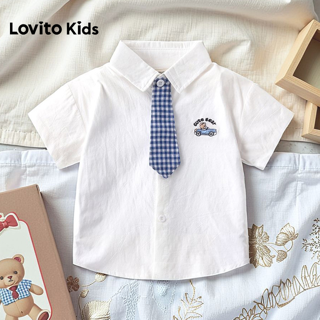 Lovito Áo sơ mi thường ngày cài nút Mùa xuân/Hè Áo sơ mi trắng cho phụ nữ LNL106214