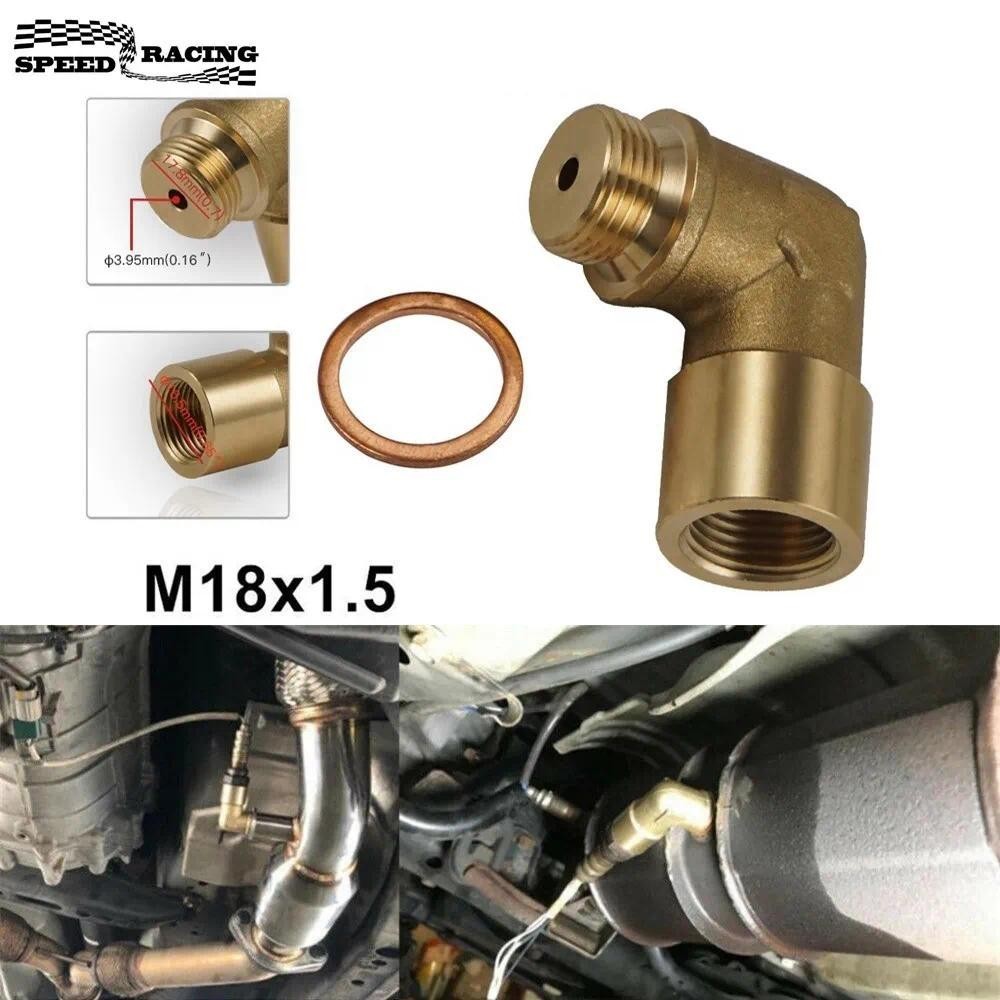 M18 x 1.5 Đồng Thau Lắp Đa Năng Kết Nối Cắm Bộ Xả P0420 P0430 90 Độ O2 Cảm Biến Oxy Miếng Đệm Dụng C